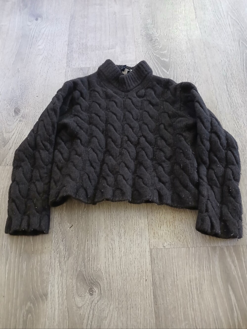Theory Sweater Cropped Cable-Knit Mock Neck Sweater